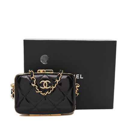Chanel Glazed Goatskin Quilted Small Box With Chain Black 12 of 12
