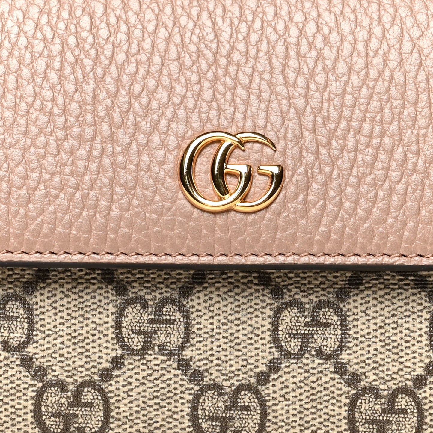 Dollar Calfskin GG Supreme Monogram GG Marmont Continental Wallet Porcelain Rose Beige Ebony