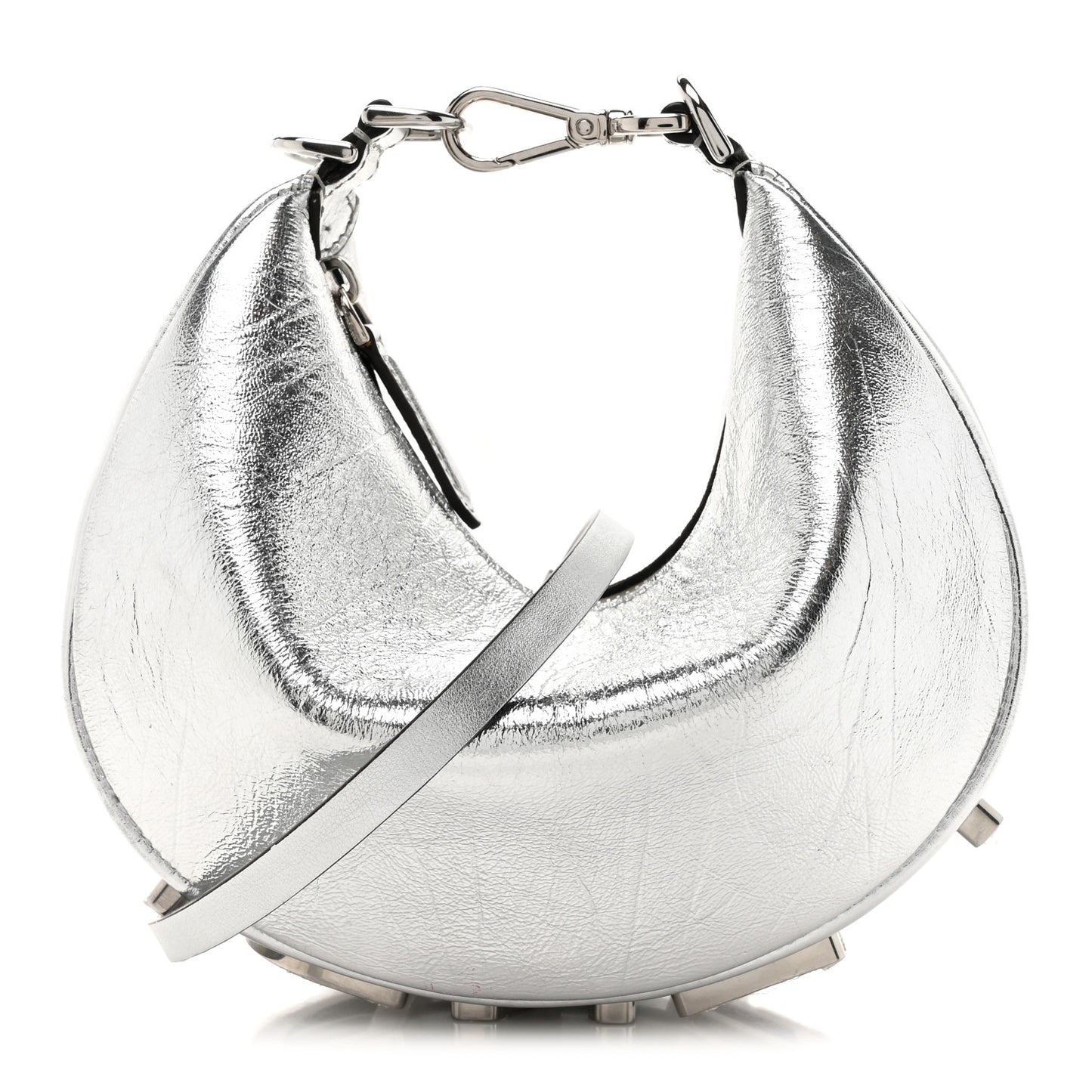 Rock Millenium Mini Fendigraphy Hobo Bag Argento