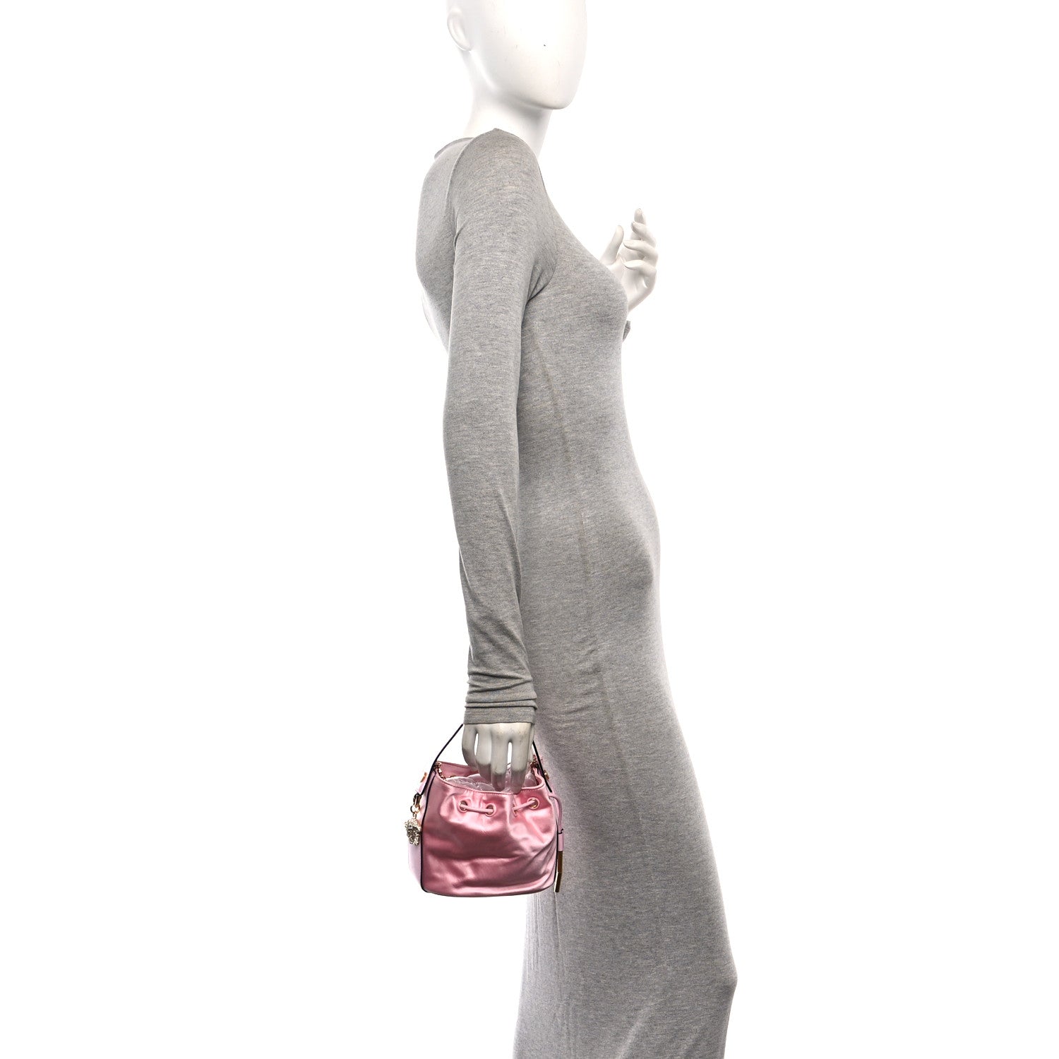 Versace Satin Medusa Drawstring Bucket Bag Pink 2 of 10