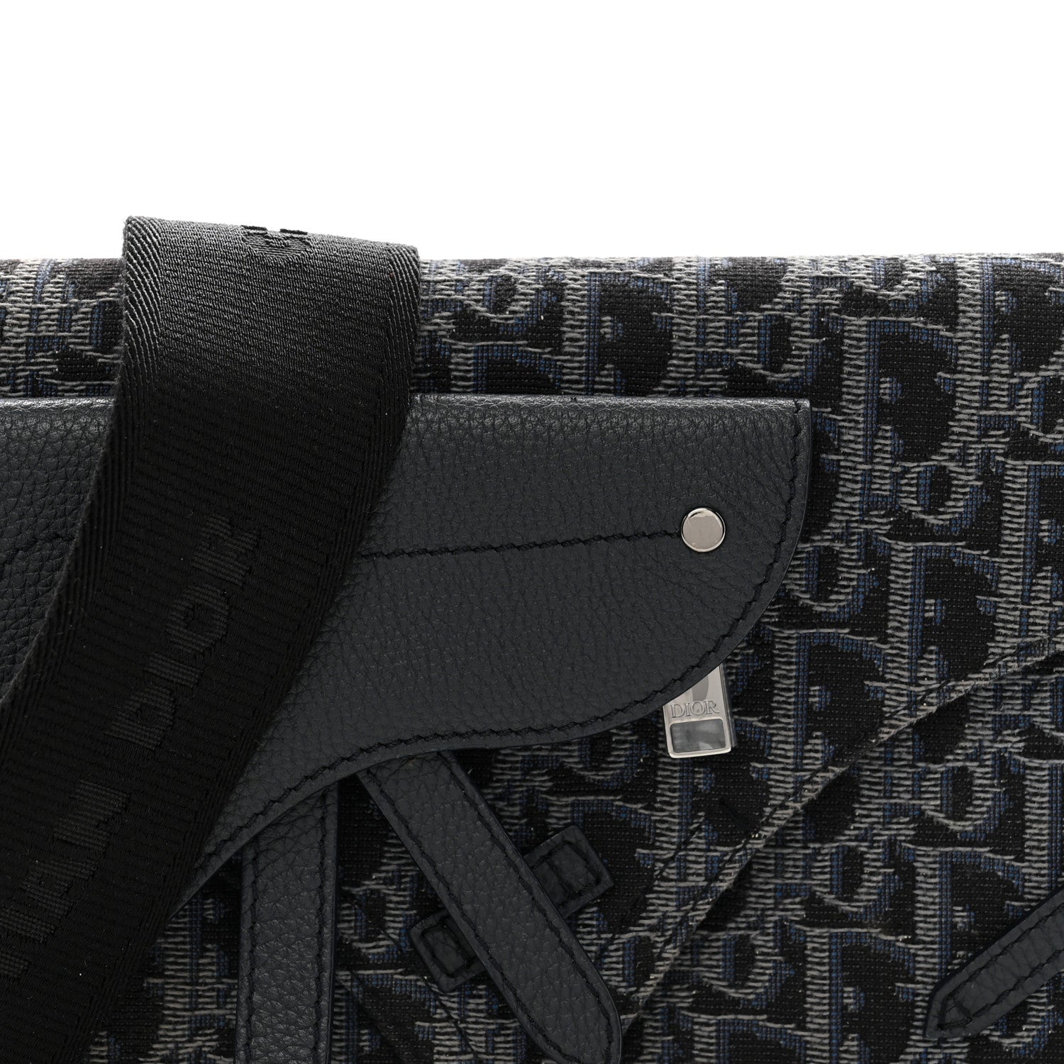 Christian Dior Oblique Saddle Messenger Pouch Blue Black 8 of 13