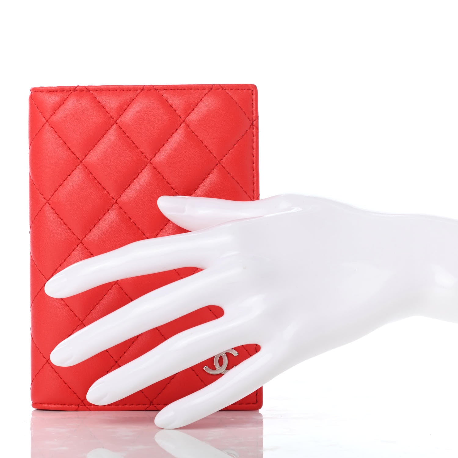 Chanel Lambskin Quilted Passport Holder Red 2 of 9