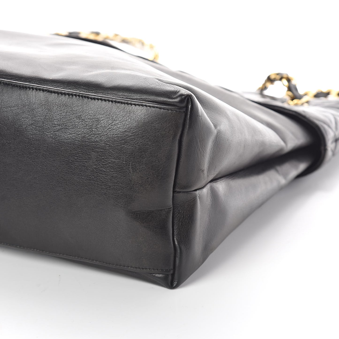 Calfskin Quilted Large Shoulder Bag Black