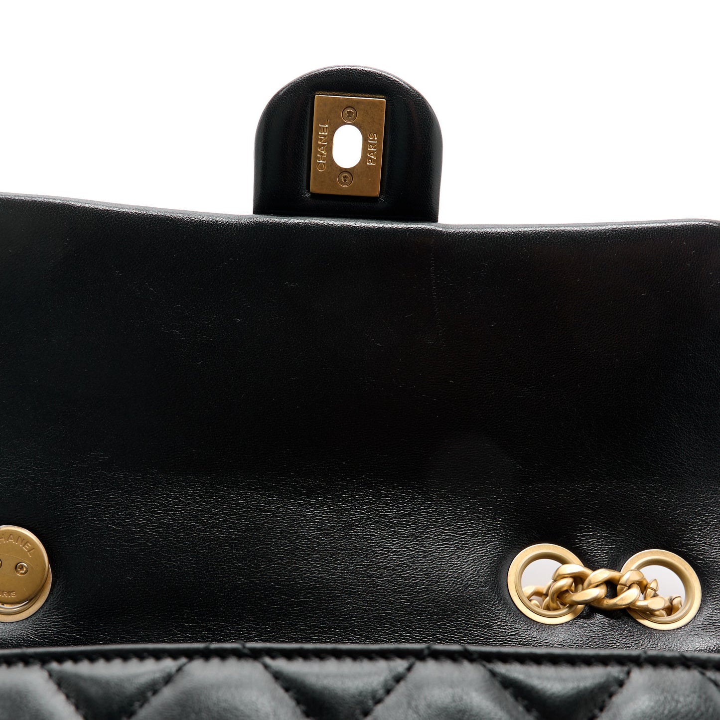 Lambskin Quilted Small Pillow Crush Flap Black