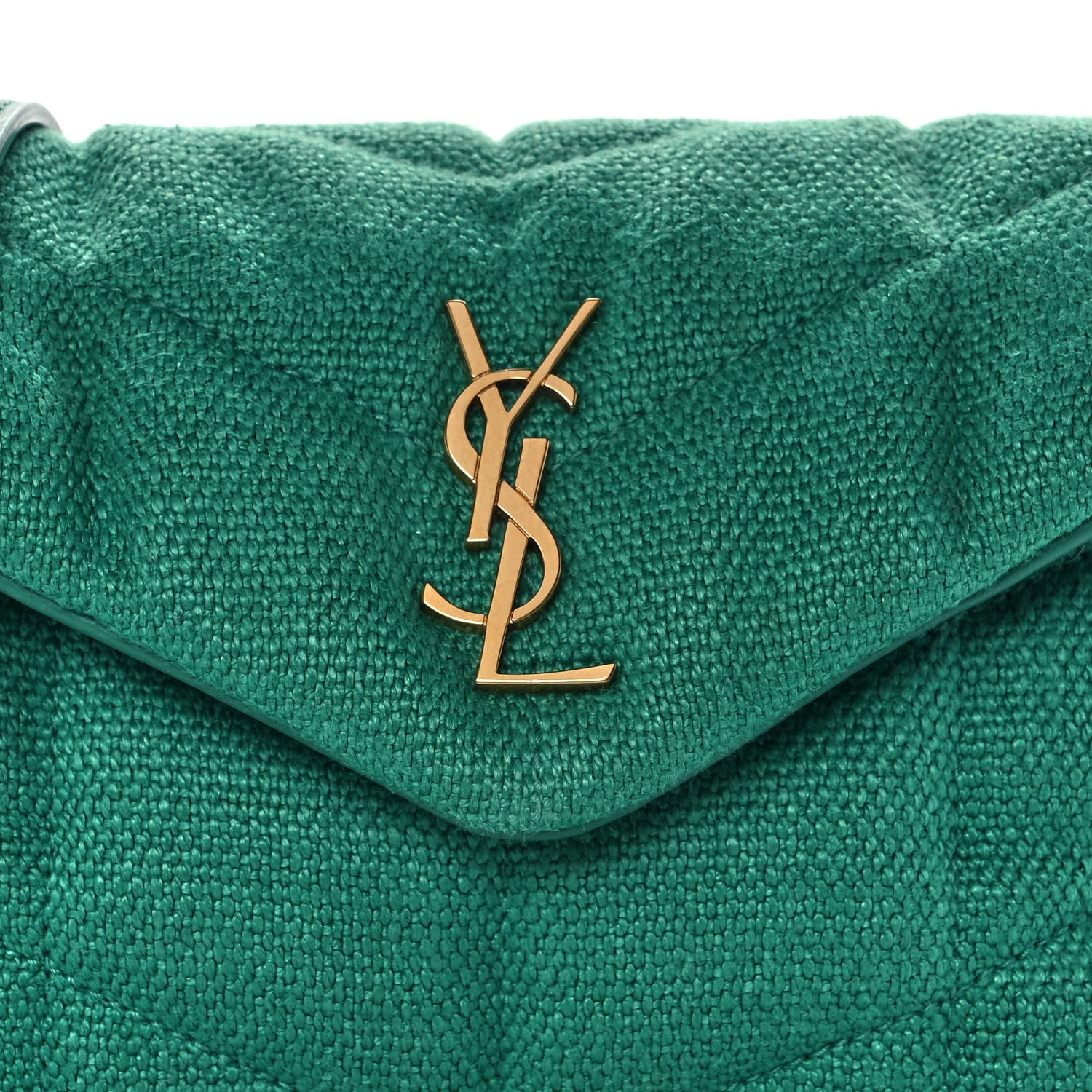 Saint Laurent Canvas Quilted Toy Loulou Puffer Monogram Chain Satchel Basil 10 of 10