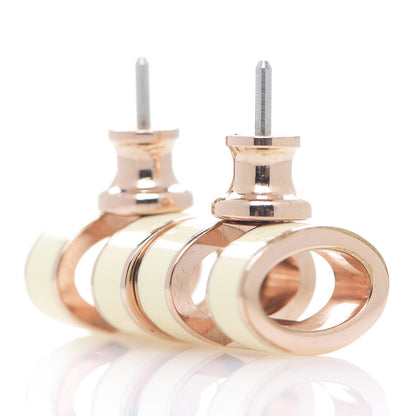 Hermes Rose Gold Lacquered Pop H Earrings Ecru 2 of 3