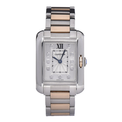 Cartier Stainless Steel 18K Pink Gold Diamond 23mm Tank Anglaise Quartz Watch 1 of 12