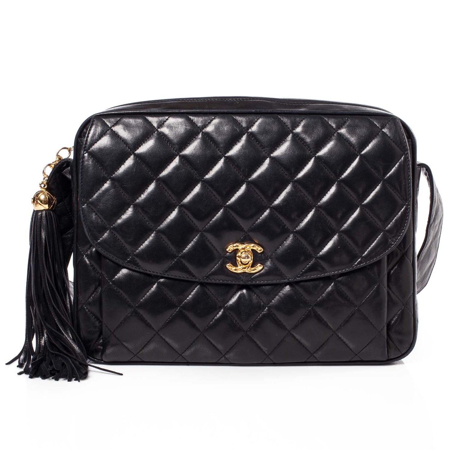 Lambskin Tassel Camera Case Black