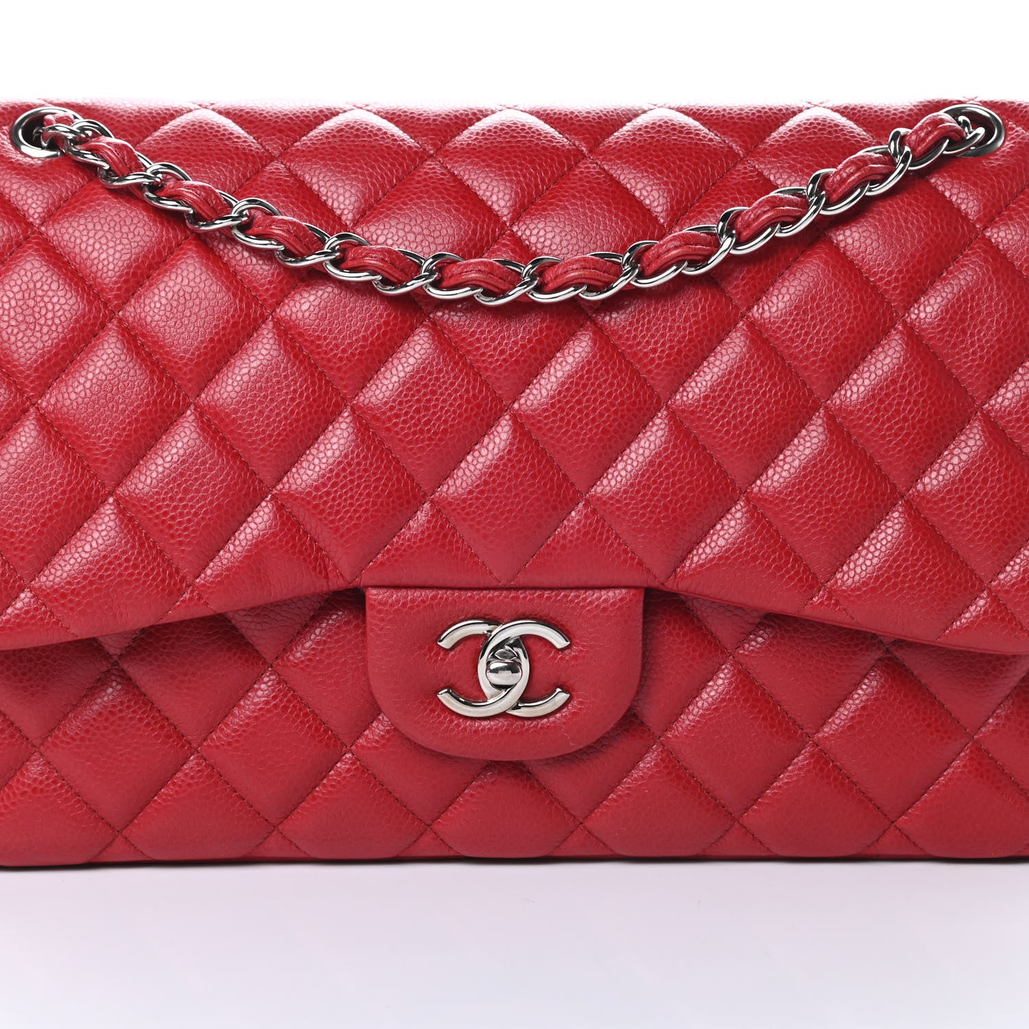 Chanel Caviar Quilted Jumbo Double Flap Dark Red 9 of 15