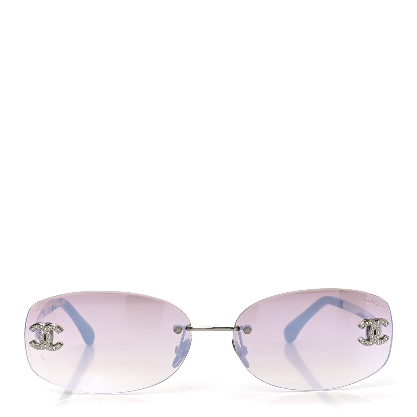 Metal Mirrored Crystal CC Oval Sunglasses 71559 Pink