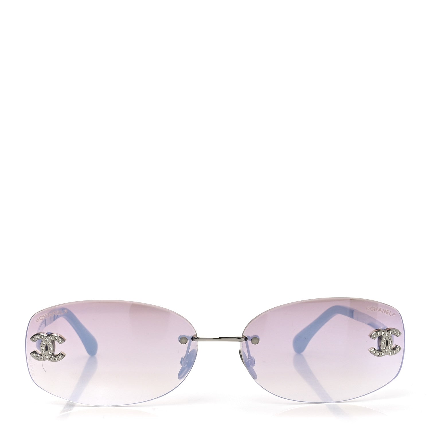 Chanel Metal Mirrored Crystal CC Oval Sunglasses 71559 Pink 2 of 7