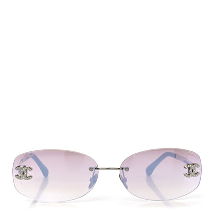 Chanel Metal Mirrored Crystal CC Oval Sunglasses 71559 Pink 2 of 7