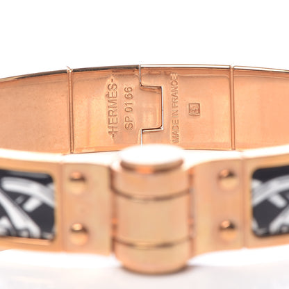 Hermes Enamel Printed Narrow Balades Equestres Positif Negatif Hinged Bracelet S Black 4 of 5