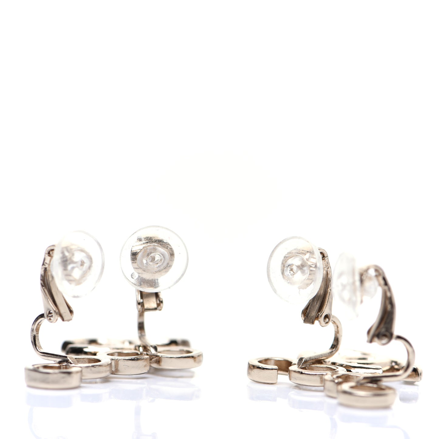 Metal Pearl CC Coco Climber Clip On Earrings Gold