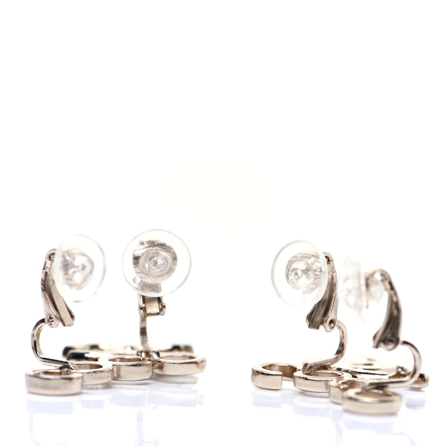 Chanel Metal Pearl CC Coco Climber Clip On Earrings Gold 5 of 6