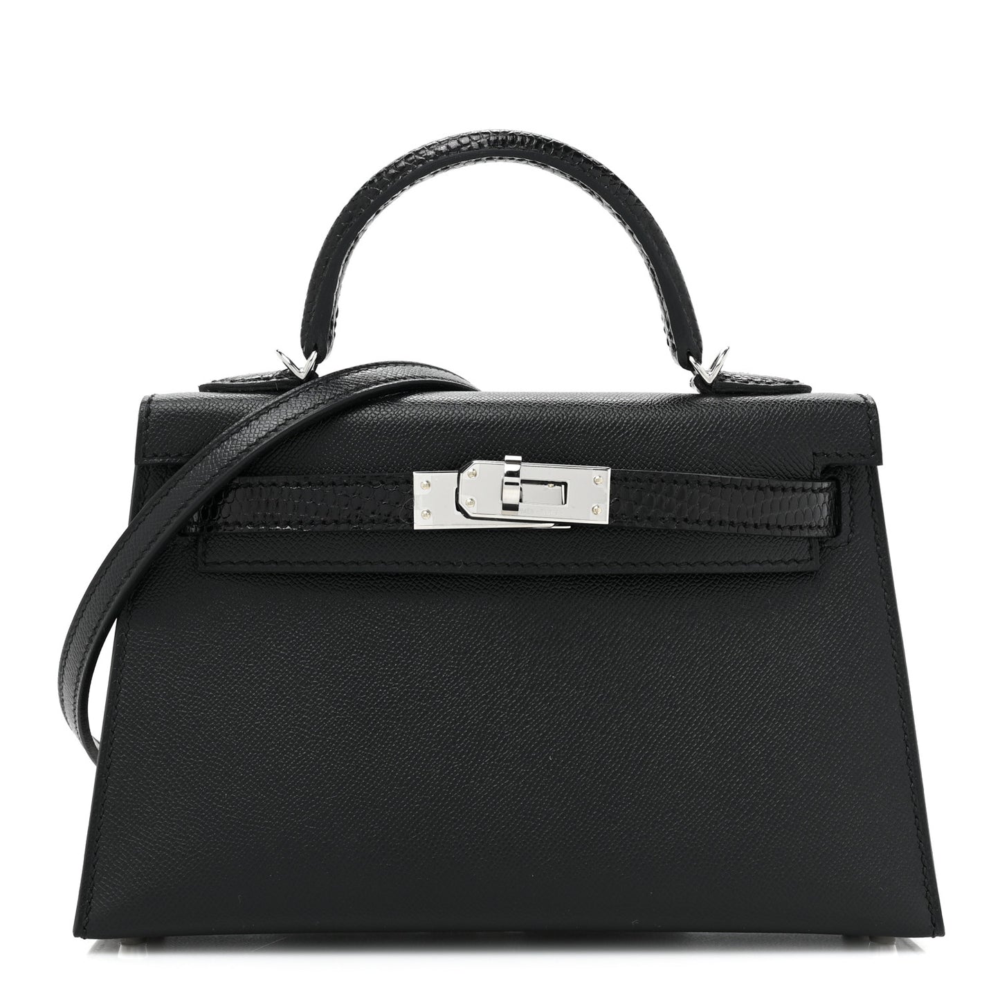 Madame Calfskin Lizard Mini Kelly Sellier Touch 20 Black