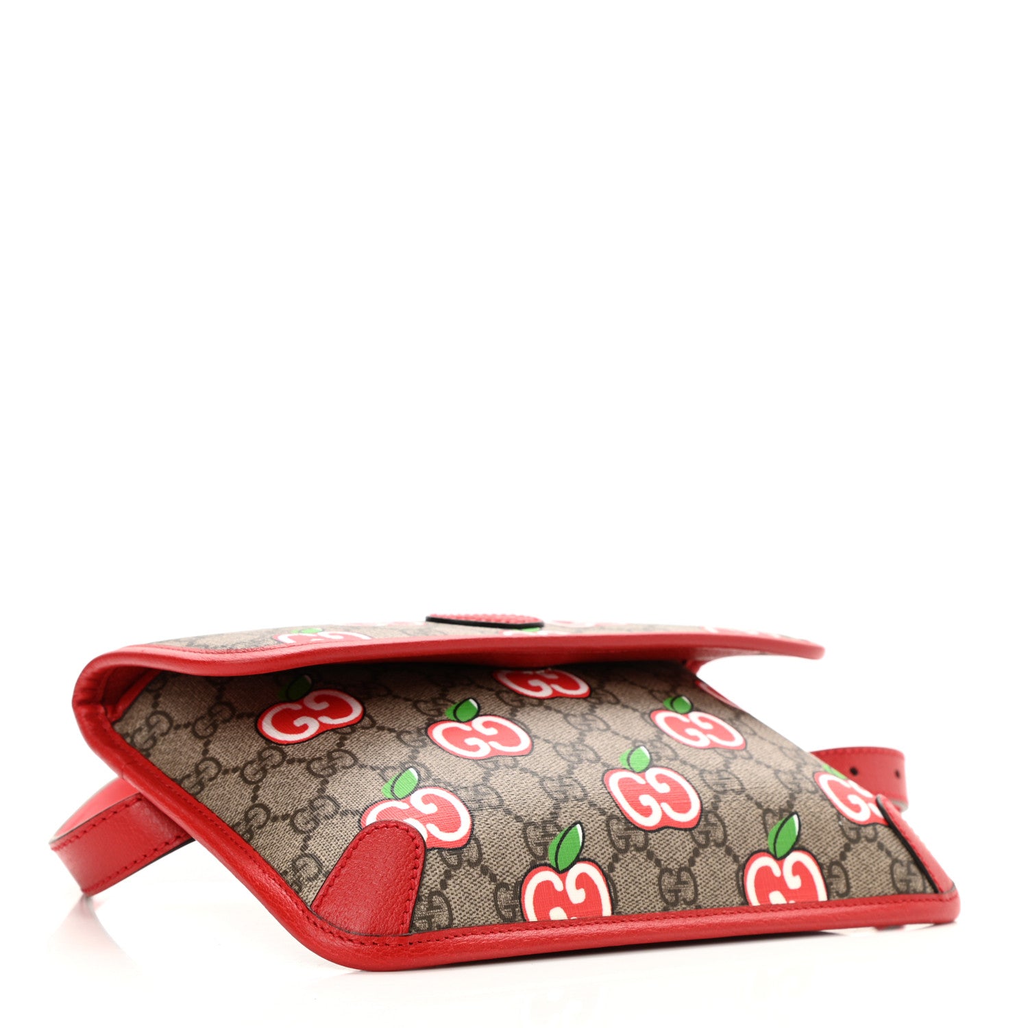 Gucci GG Supreme Monogram Apple Interlocking G Belt Bag Beige Multicolor Lobster Red 4 of 11