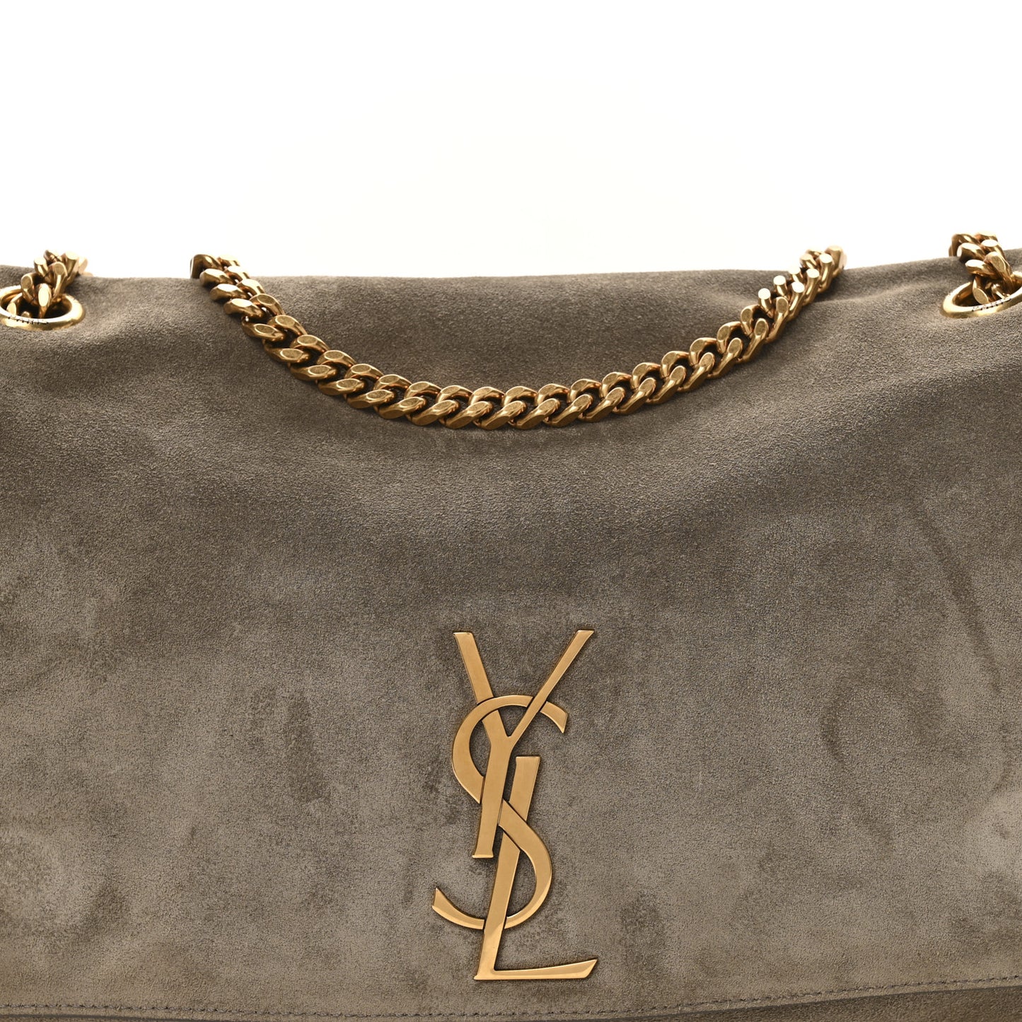 Smooth Calfskin Suede Medium Reversible Monogram Kate Satchel Olive