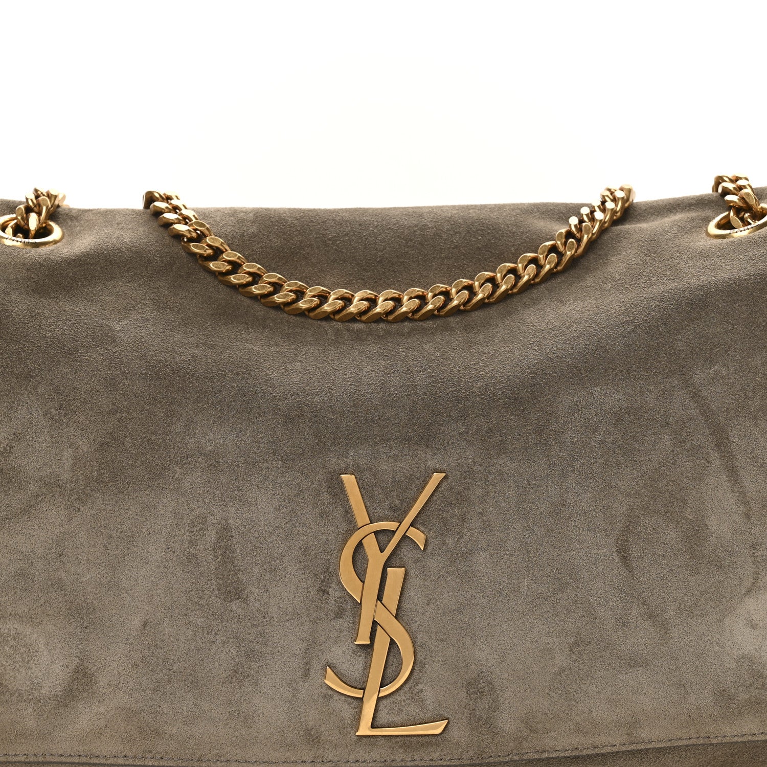 Saint Laurent Smooth Calfskin Suede Medium Reversible Monogram Kate Satchel Olive 13 of 18