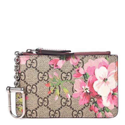 Gucci GG Supreme Monogram Blooms Key Ring Coin Case Beige Multicolor Dry Rose 1 of 7