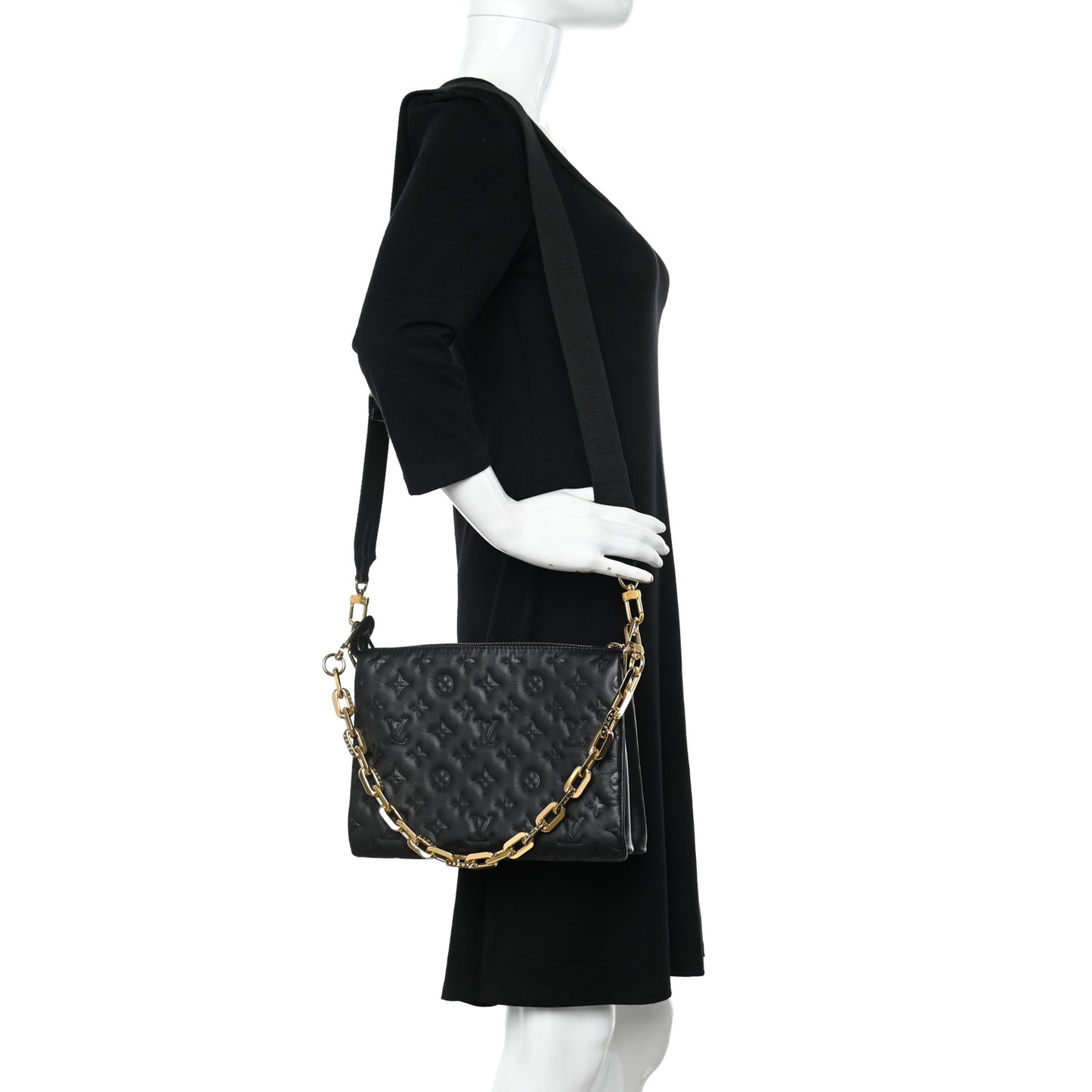 Lambskin Embossed Monogram Coussin PM Black