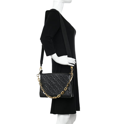 Louis Vuitton Lambskin Embossed Monogram Coussin PM Black 2 of 12