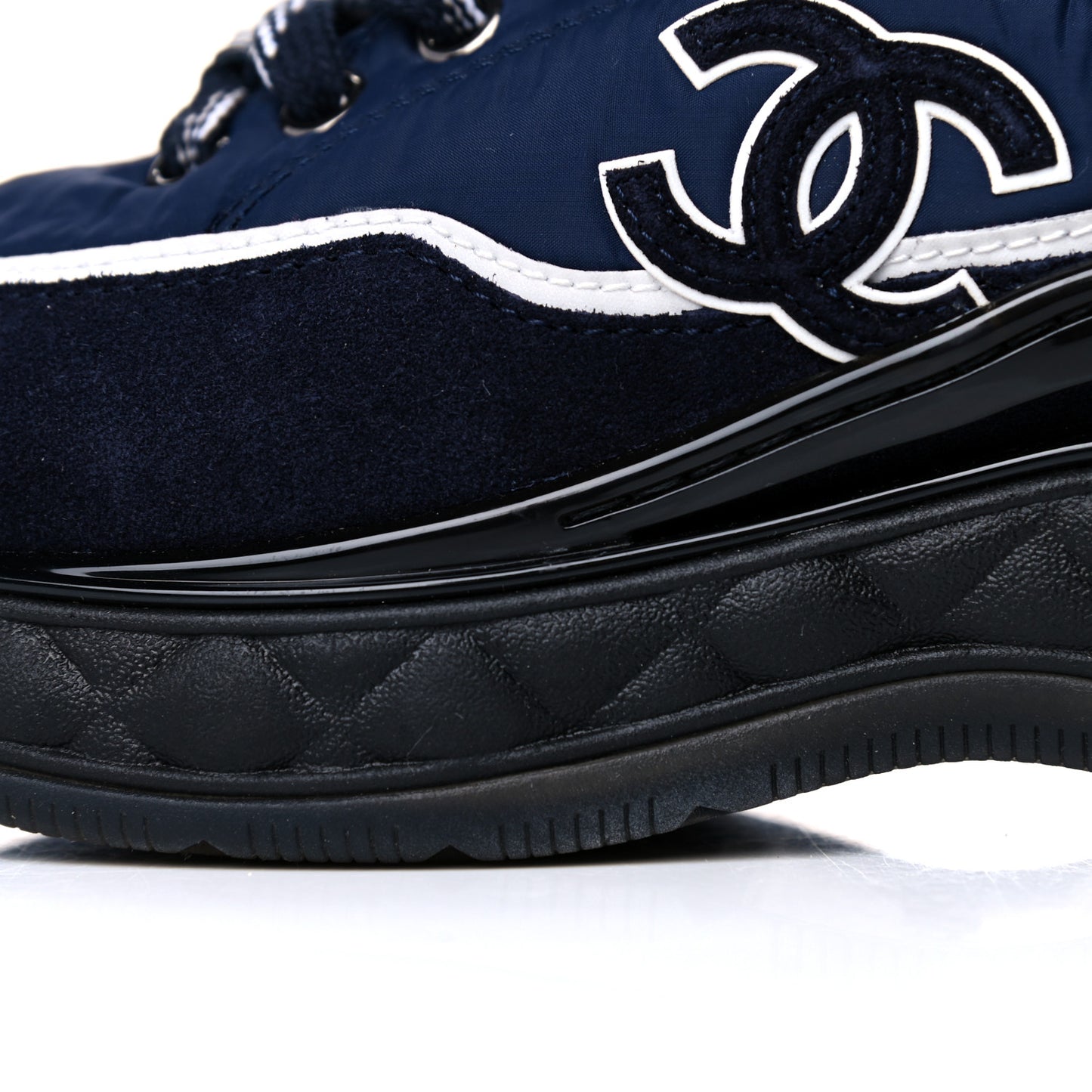 Fabric Calfskin Suede Womens CC Sneakers 37 Navy
