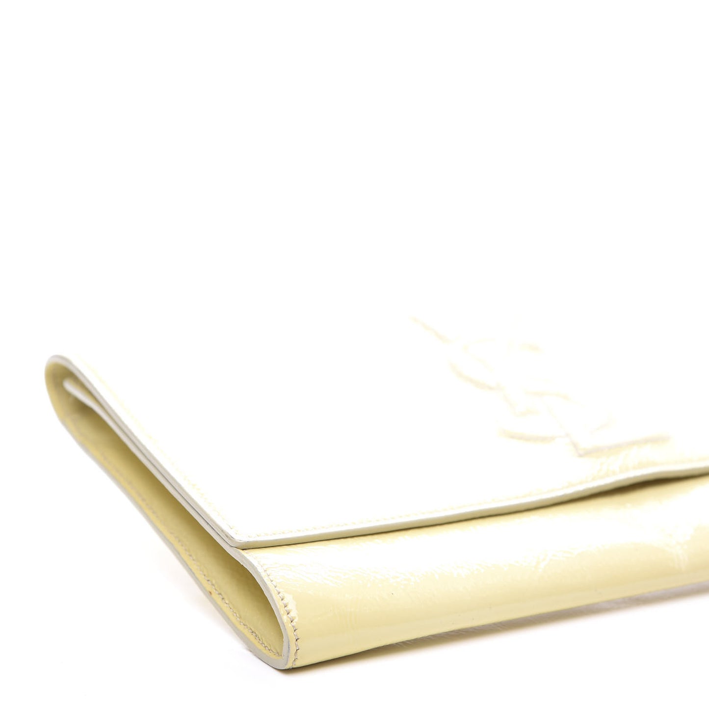 Textured Patent Calfskin Monogram Large Belle De Jour Clutch Ivory