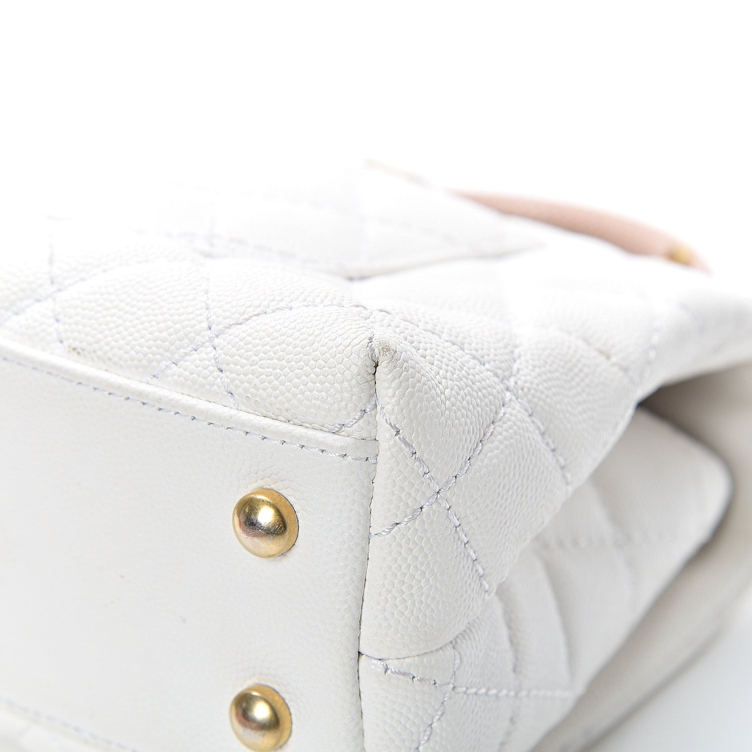 Chanel Caviar Lizard Quilted Mini Coco Handle Flap White 10 of 15