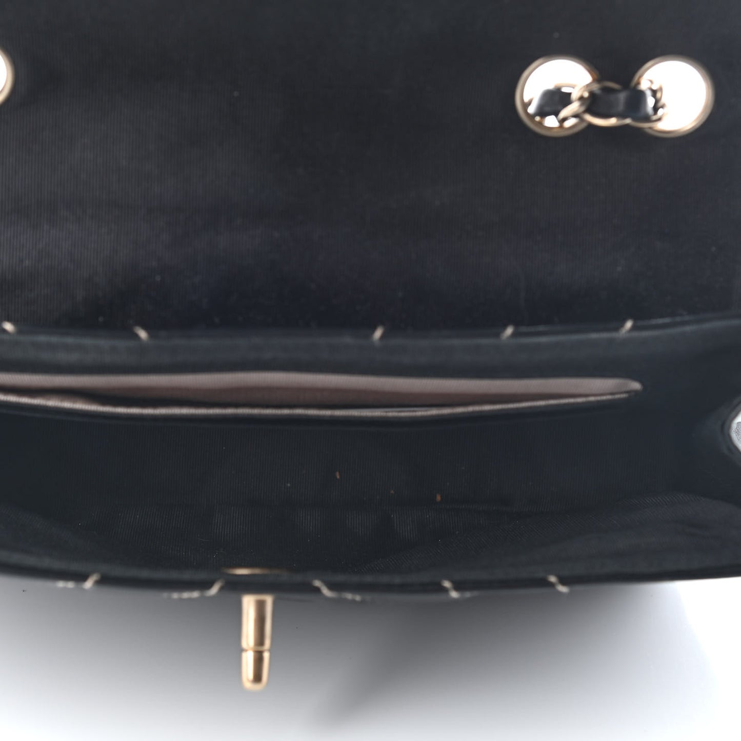 Lambskin Quilted Single Flap Bag Black Beige