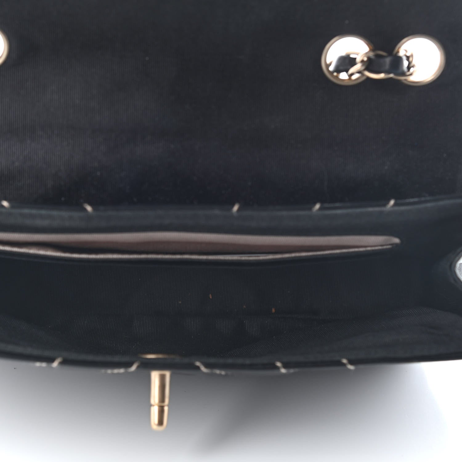 Chanel Lambskin Quilted Single Flap Bag Black Beige 4 of 8