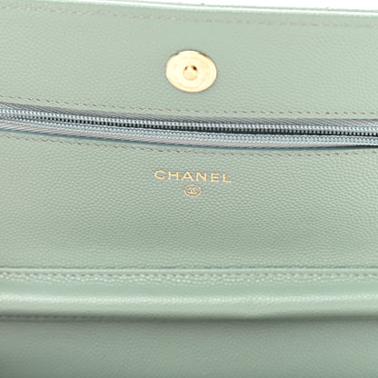 Chanel Caviar Quilted Wallet On Chain WOC Dark Green 6 of 16