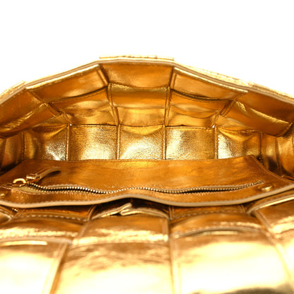Bottega Veneta Metallic Calfskin Intreccio Plisse Cassette Crossbody Bag Gold 5 of 10