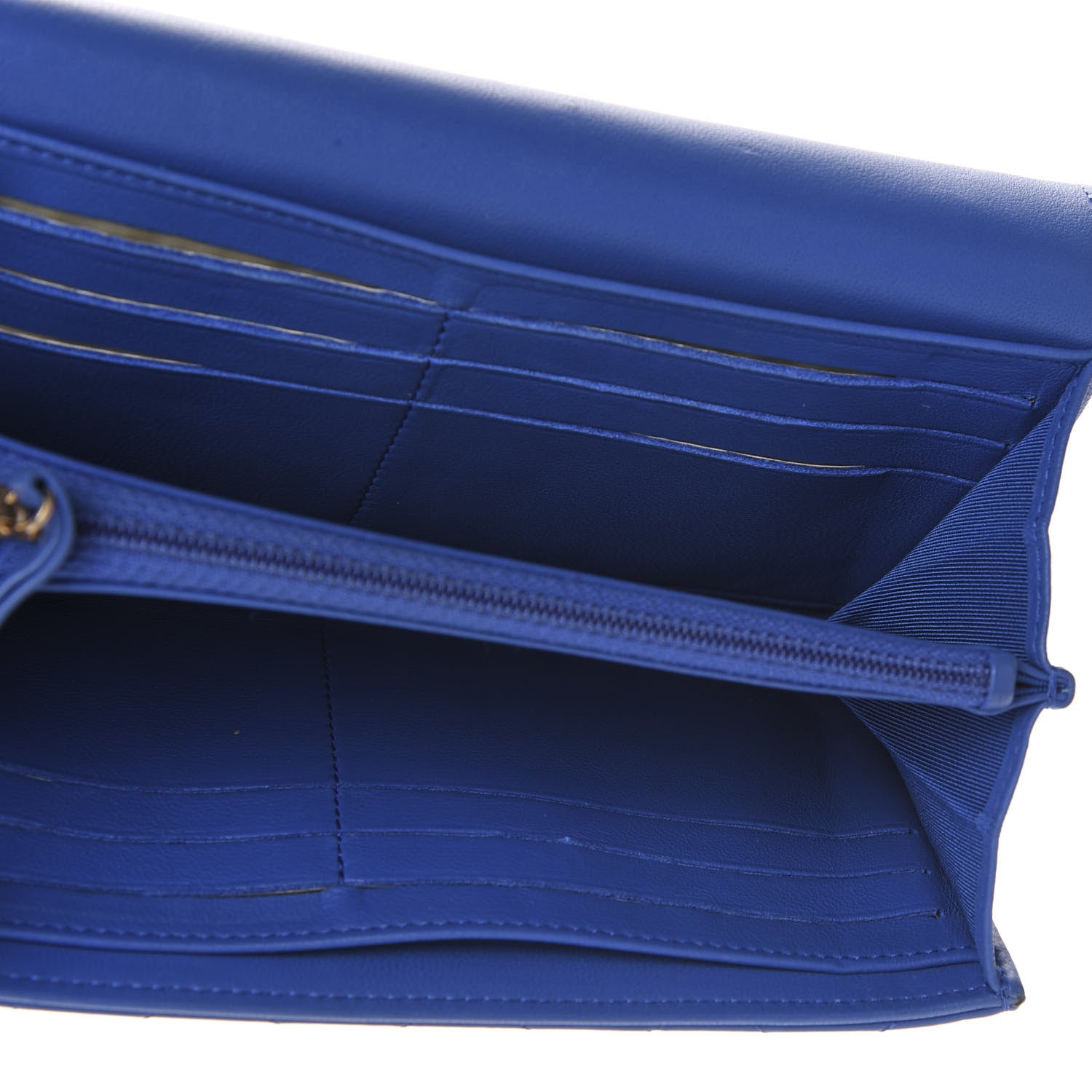 Chanel Lambskin Quilted Large Gusset Flap Wallet Blue 5 of 10