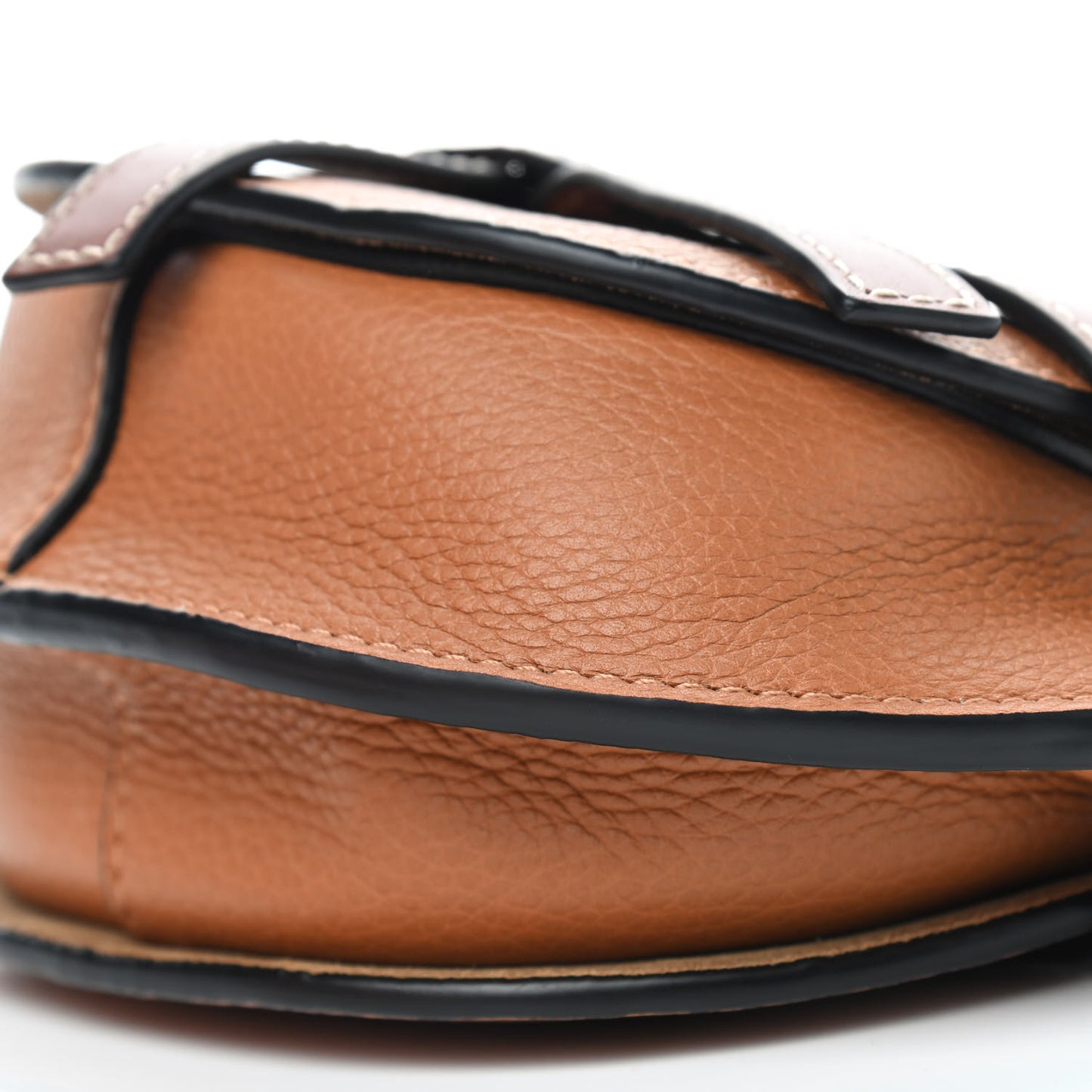 Grained Calfskin Mini Gate Crossbody Bag Caramel Pecan