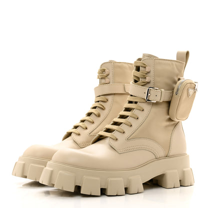 Prada Spazzolato Rois Re-Nylon Metal Triangle Logo Monolith Pouch Pocket 55mm Boots 12 Deserto 3 of 11