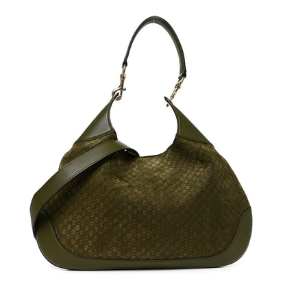 Gucci Suede Micro GG Medium B Shoulder Bag Green 1 of 10