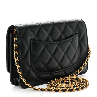 Chanel Lambskin Plexiglass Quilted Coco Love Wallet On Chain WOC Black 3 of 12