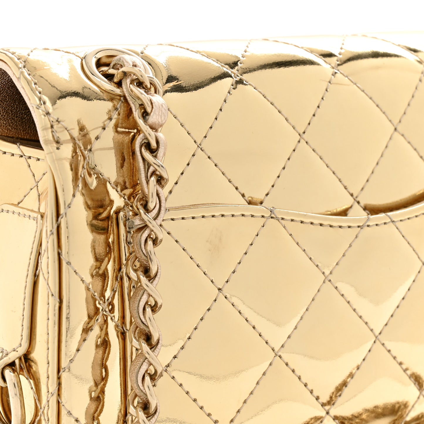 Mirror Calfskin Metallic Calfskin Quilted Hollywood Boulevard Mini Flap With Star Coin Purse Gold