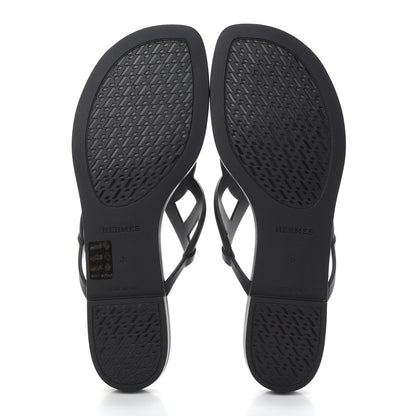 Hermes Rubber Womens Egerie Sandals 38 Black 5 of 7