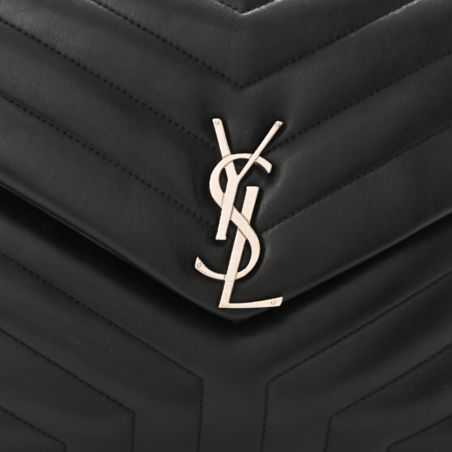 Saint Laurent Calfskin Y Quilted Monogram Medium Loulou Satchel Black 9 of 12