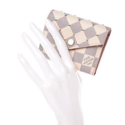 Louis Vuitton Damier Azur Studded Zoe Wallet Rose Ballerine 2 of 15
