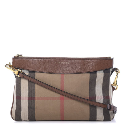 Burberry House Check Derby Peyton Crossbody Clutch Bag Tan 1 of 17