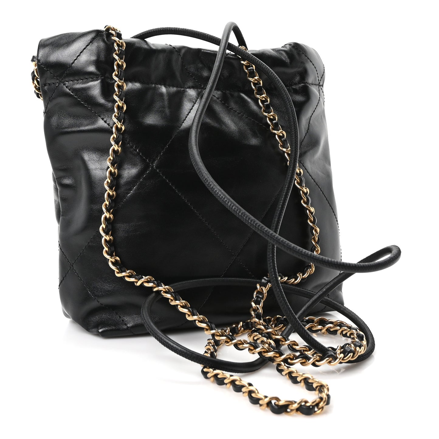 Shiny Calfskin Quilted Mini Chanel 22 Black