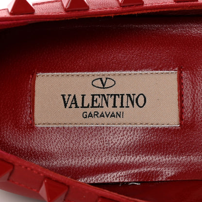 Valentino Garavani Calfskin Lacquered Monochrome Rockstud Ballerina Flats 37.5 Rosso Valentino 7 of 15