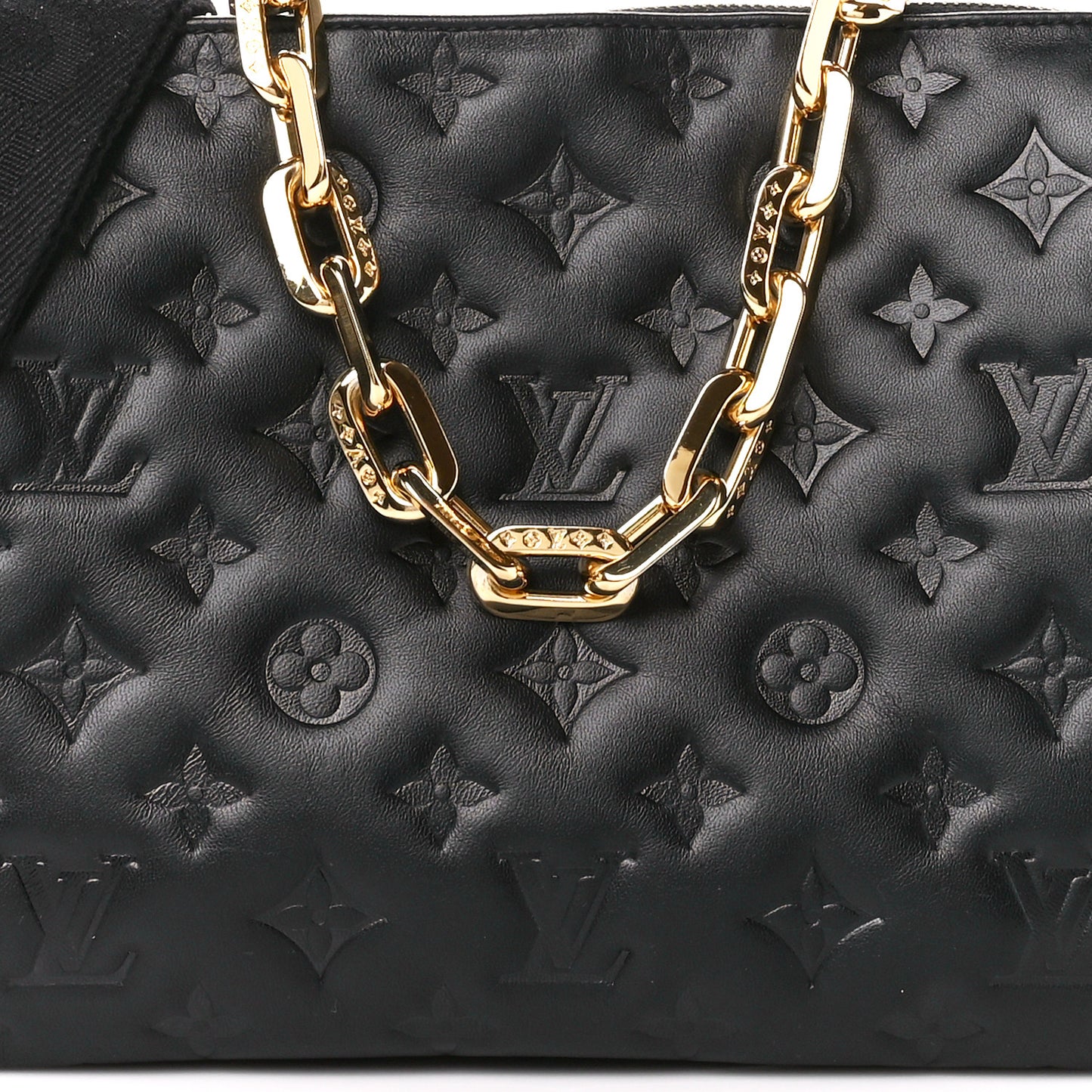 Lambskin Embossed Monogram Coussin PM Black