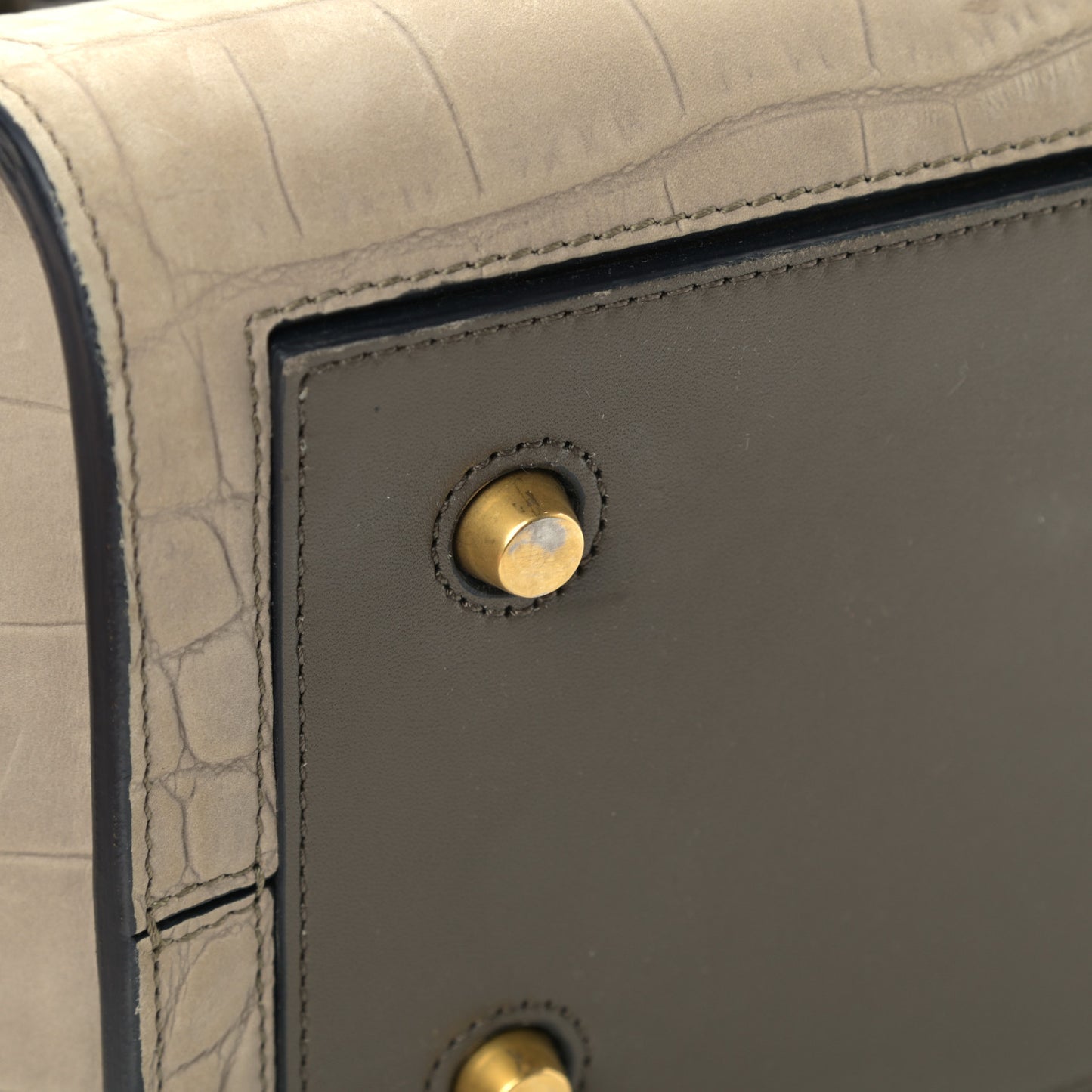 Crocodile Embossed Nubuck Calfskin Small Tie Knot Tote Grey