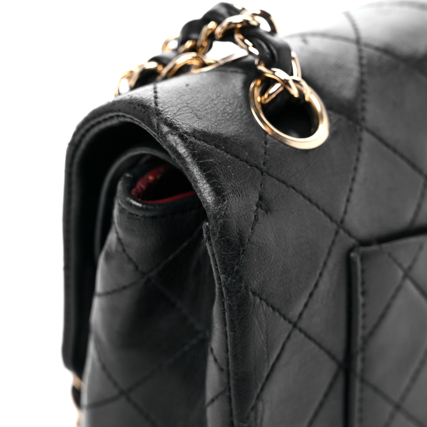 Lambskin Quilted Small Double Flap Black