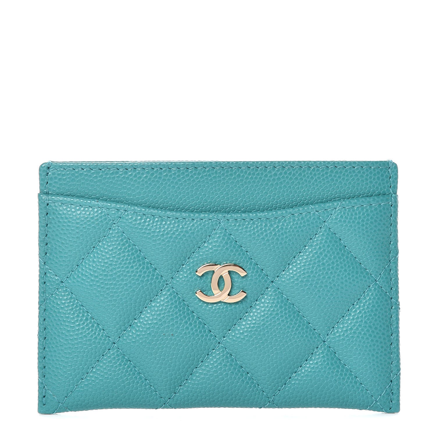 Chanel Caviar Quilted Card Holder Turquoise 1 of 9