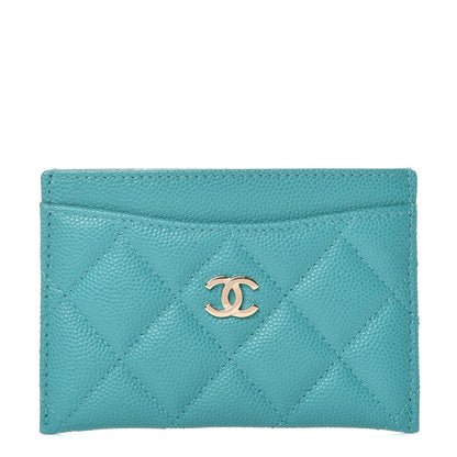 Chanel Caviar Quilted Card Holder Turquoise 1 of 9